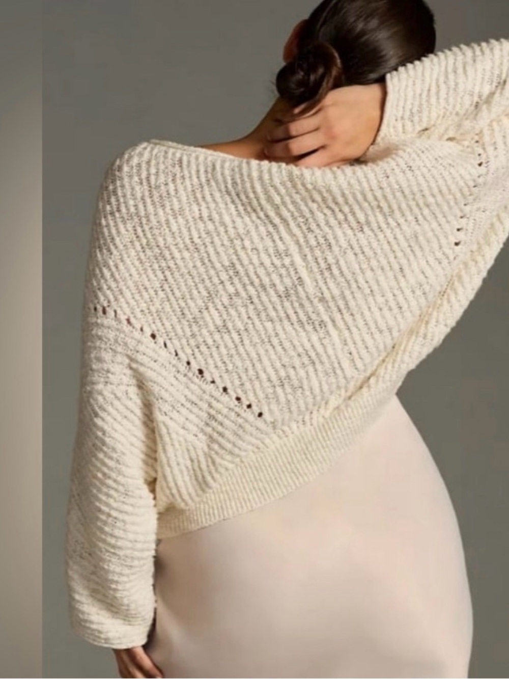 Anthropologie Cream Scoop-Neck Chunky Knit Sweater - Picture 2 of 7